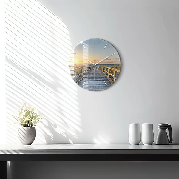 Wanduhr glas rund Strandurlaub