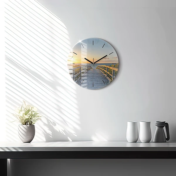 Wanduhr glas rund Strandurlaub