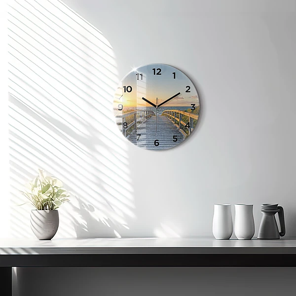 Wanduhr glas rund Strandurlaub