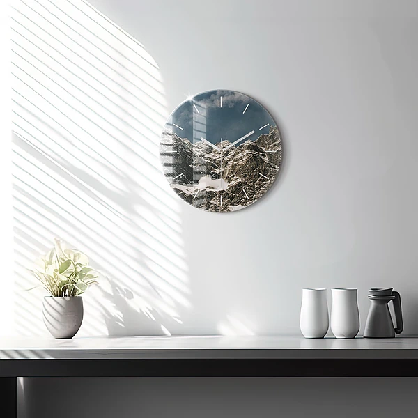 Wanduhr rund mit motiv Watzmann Berge