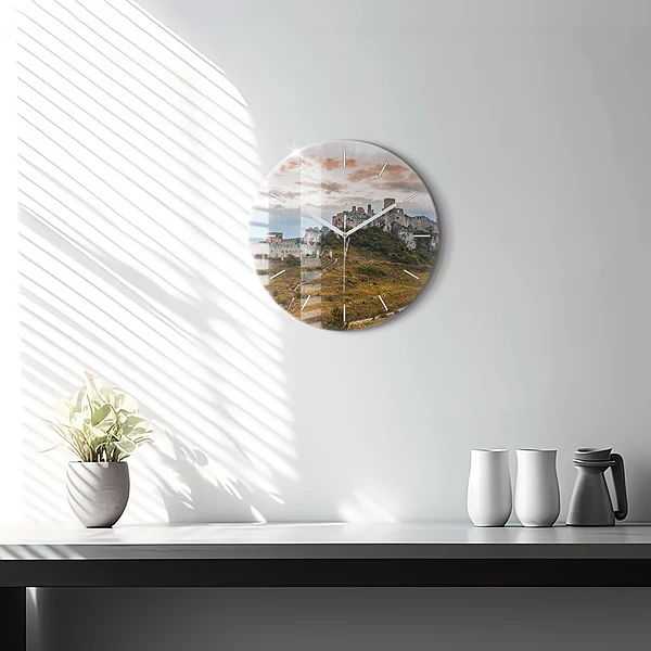 Wanduhr glas rund Zipser Burg in der Slowakei