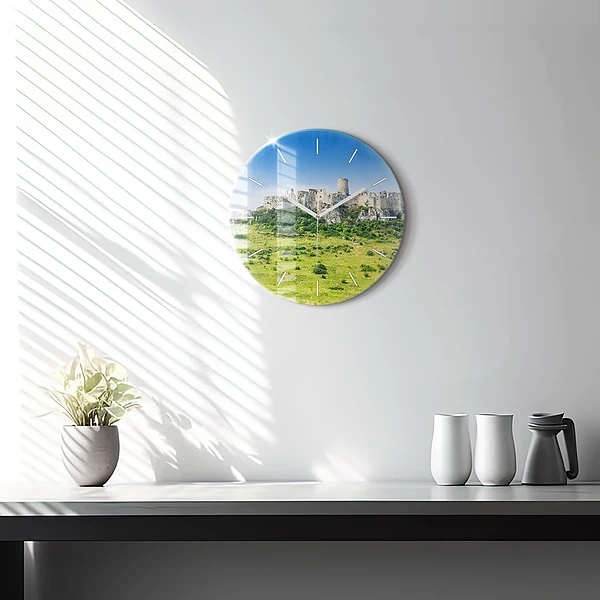 Wanduhr rund mit motiv Zipser Burg in der Slowakei