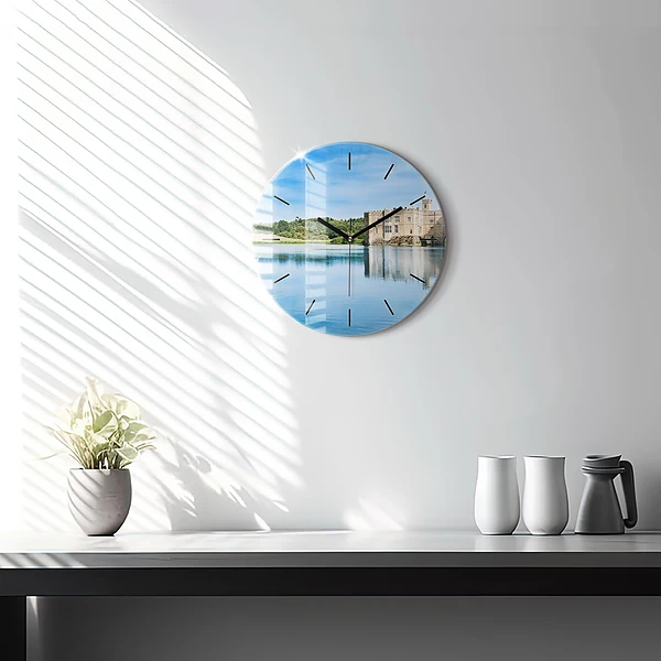 Wanduhr glas rund Schloss Leeds