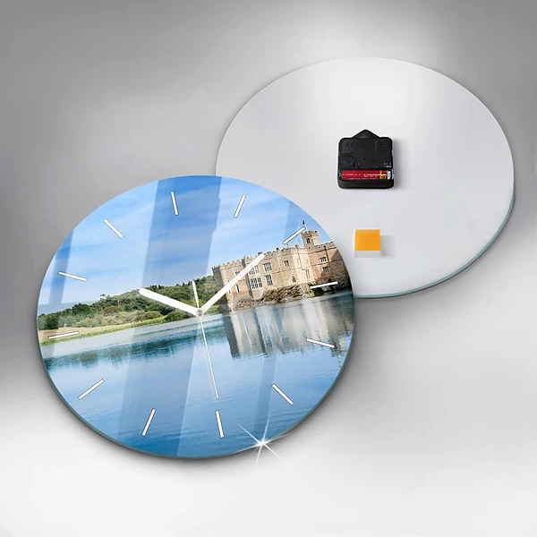 Wanduhr glas rund Schloss Leeds