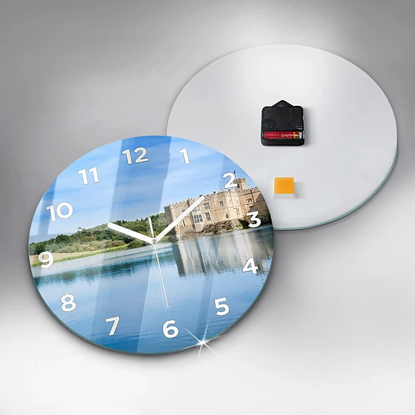 Wanduhr glas rund Schloss Leeds