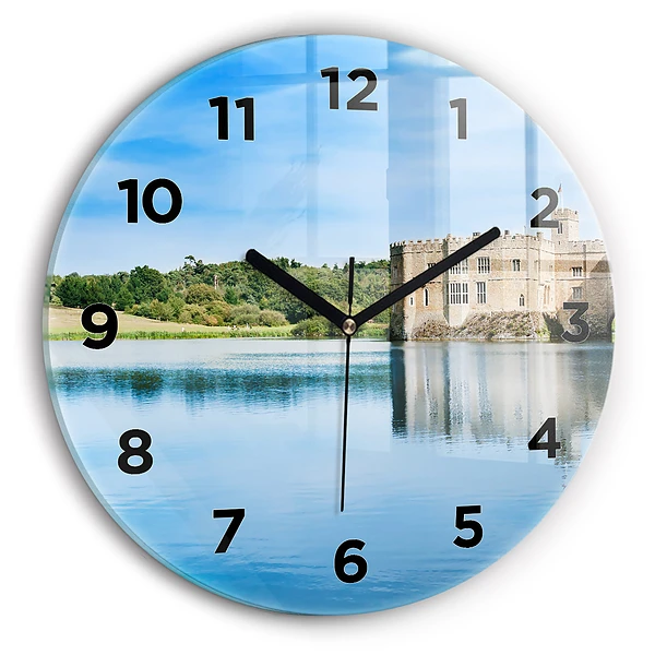 Wanduhr glas rund Schloss Leeds