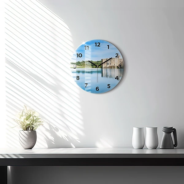 Wanduhr glas rund Schloss Leeds