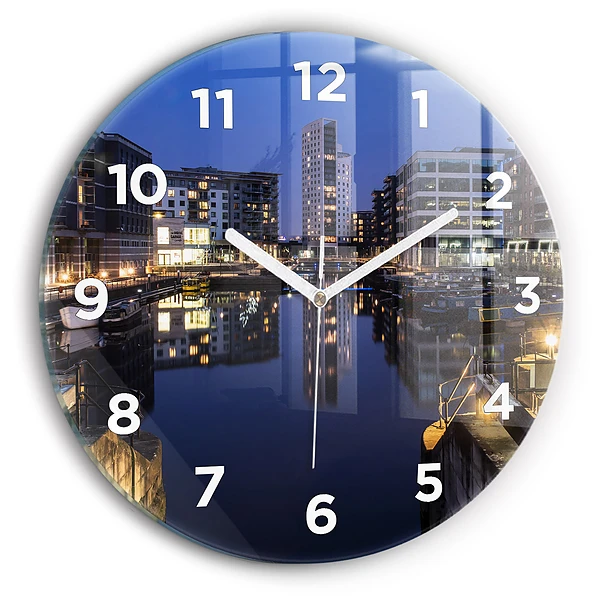 Wanduhr rund mit motiv Beleuchtete Stadt bei Nacht