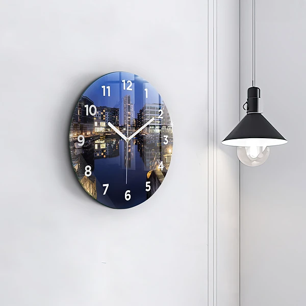 Wanduhr rund mit motiv Beleuchtete Stadt bei Nacht