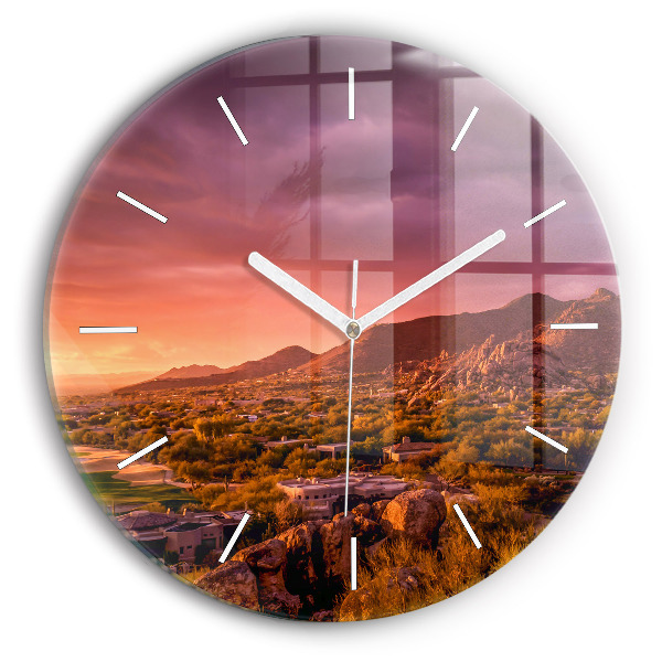 Wanduhr rund mit motiv Sonnenuntergang im Norden von Scottsdale