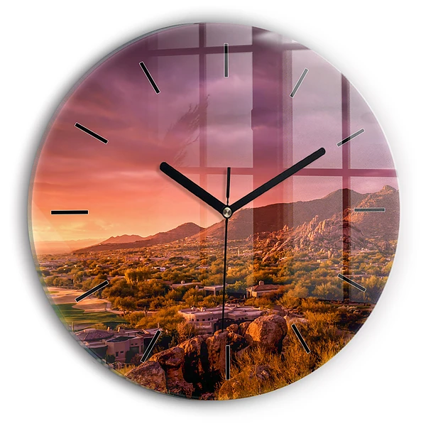 Wanduhr rund mit motiv Sonnenuntergang im Norden von Scottsdale
