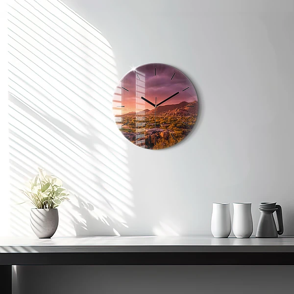 Wanduhr rund mit motiv Sonnenuntergang im Norden von Scottsdale