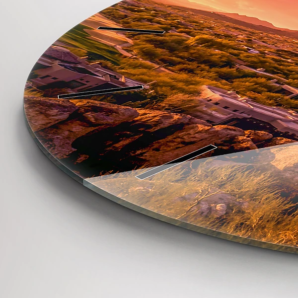 Wanduhr rund mit motiv Sonnenuntergang im Norden von Scottsdale