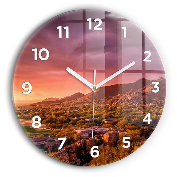 Wanduhr rund mit motiv Sonnenuntergang im Norden von Scottsdale