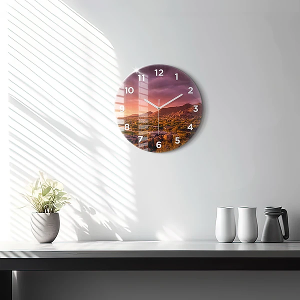 Wanduhr rund mit motiv Sonnenuntergang im Norden von Scottsdale