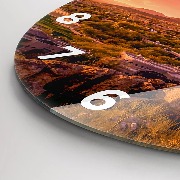 Wanduhr rund mit motiv Sonnenuntergang im Norden von Scottsdale