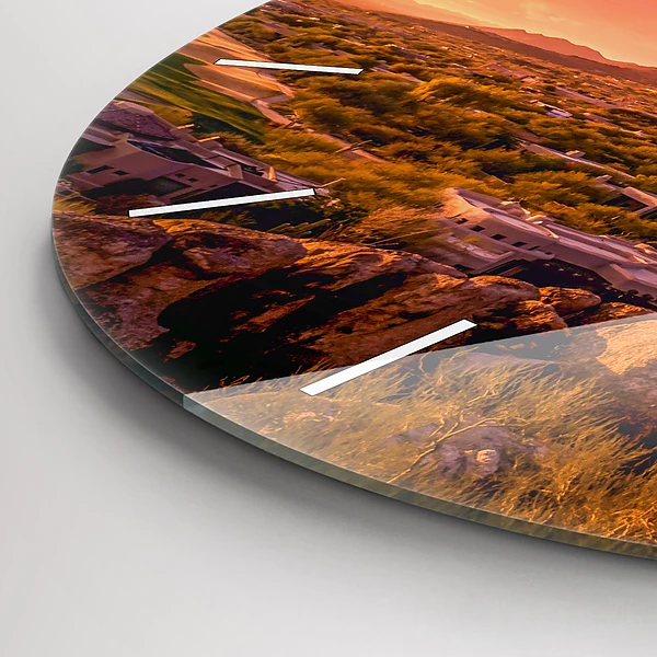 Wanduhr rund mit motiv Sonnenuntergang im Norden von Scottsdale