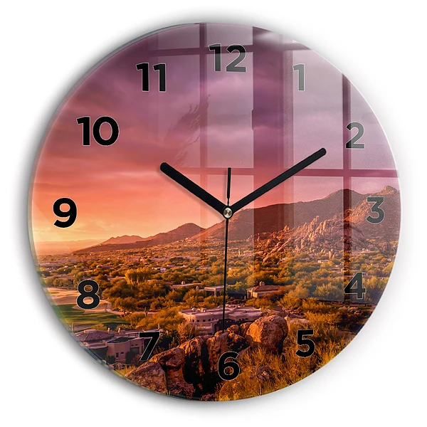 Wanduhr rund mit motiv Sonnenuntergang im Norden von Scottsdale