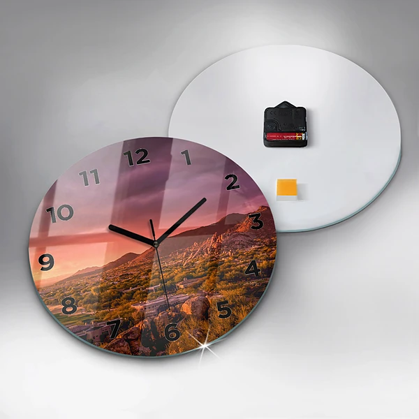 Wanduhr rund mit motiv Sonnenuntergang im Norden von Scottsdale