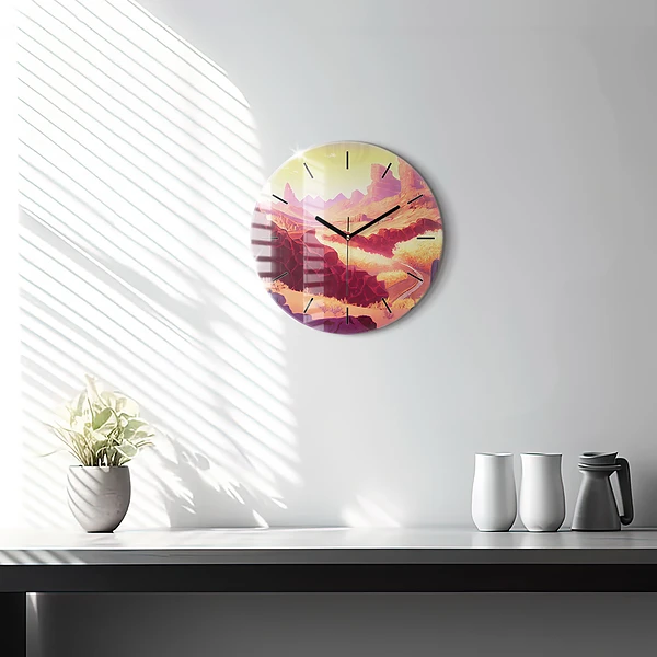 Wanduhr rund mit motiv Illustration der Wüste von Arizona