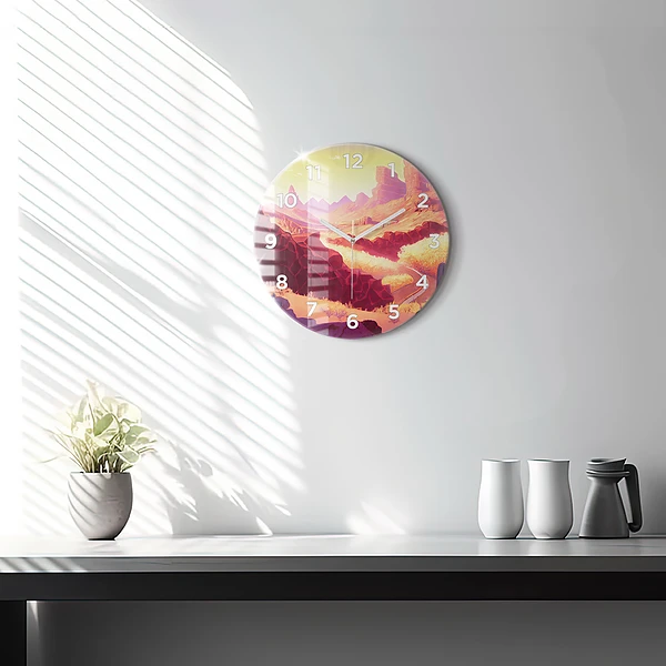 Wanduhr rund mit motiv Illustration der Wüste von Arizona