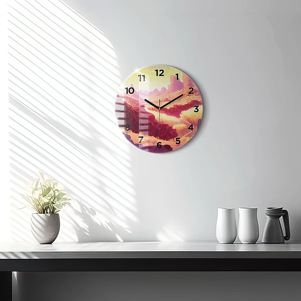 Wanduhr rund mit motiv Illustration der Wüste von Arizona