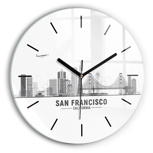 Wanduhr glas rund San Francisco Panorama