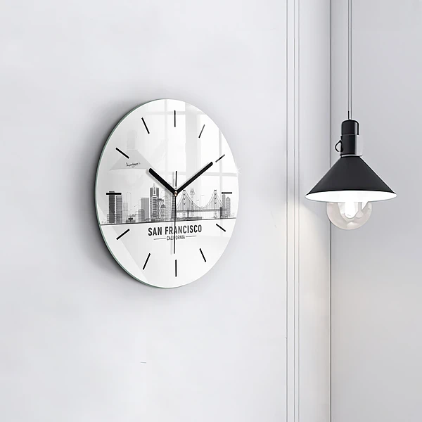 Wanduhr glas rund San Francisco Panorama