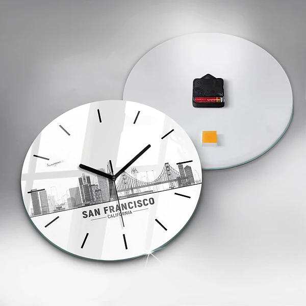 Wanduhr glas rund San Francisco Panorama