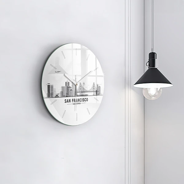 Wanduhr glas rund San Francisco Panorama