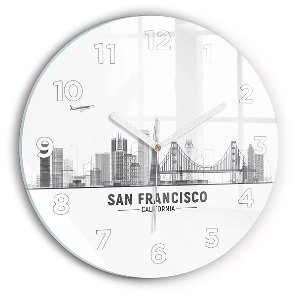 Wanduhr glas rund San Francisco Panorama
