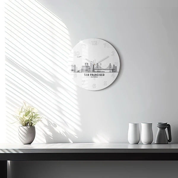 Wanduhr glas rund San Francisco Panorama