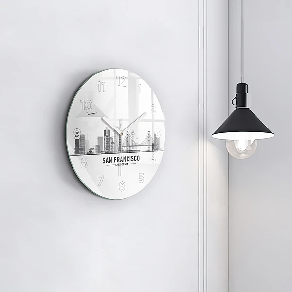Wanduhr glas rund San Francisco Panorama