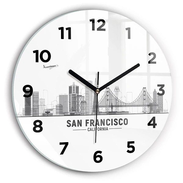 Wanduhr glas rund San Francisco Panorama
