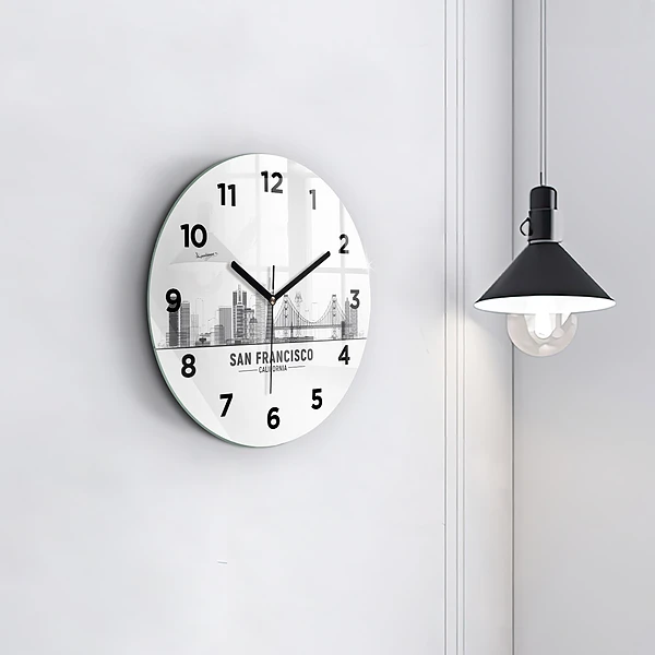 Wanduhr glas rund San Francisco Panorama