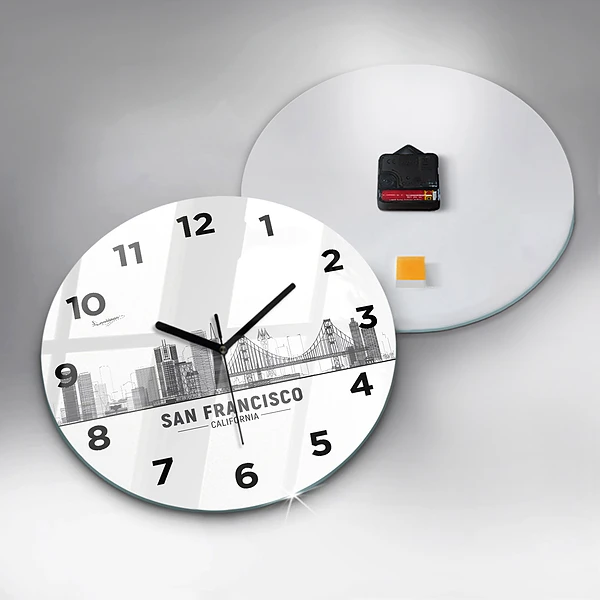 Wanduhr glas rund San Francisco Panorama