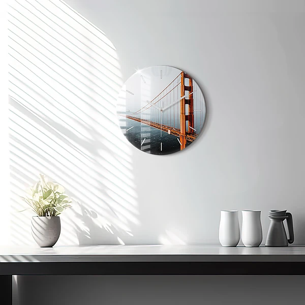 Wanduhr glas rund Golden Gate Brücke