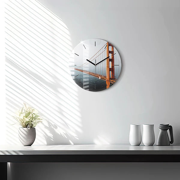 Wanduhr glas rund Golden Gate Brücke