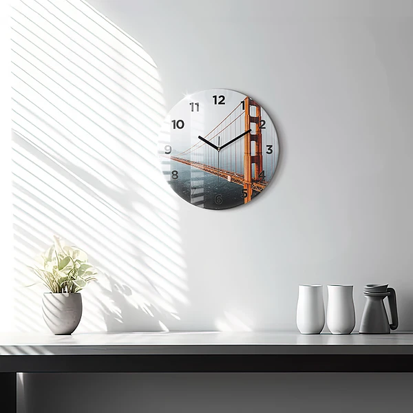 Wanduhr glas rund Golden Gate Brücke