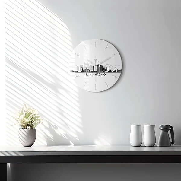 Wanduhr glas rund Stadt San Antonio Texas