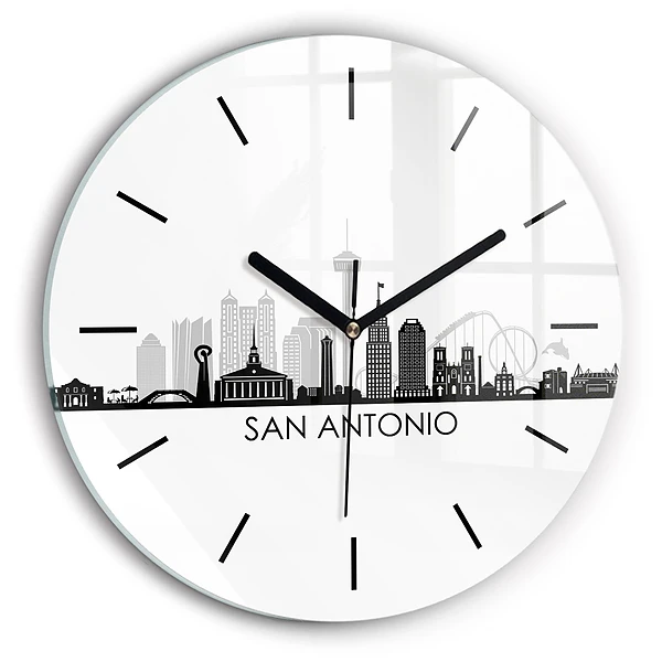 Wanduhr glas rund Stadt San Antonio Texas