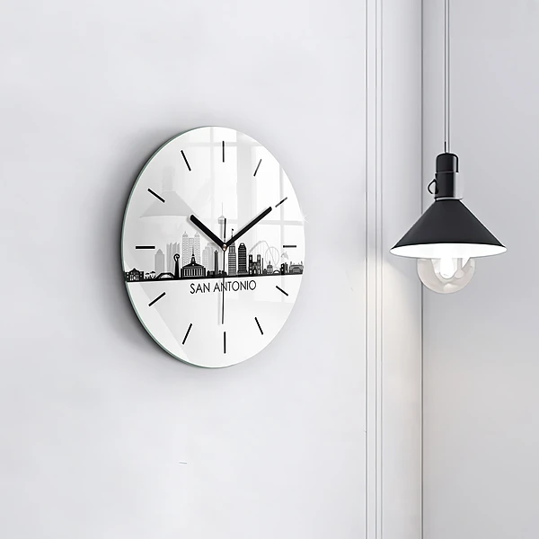 Wanduhr glas rund Stadt San Antonio Texas