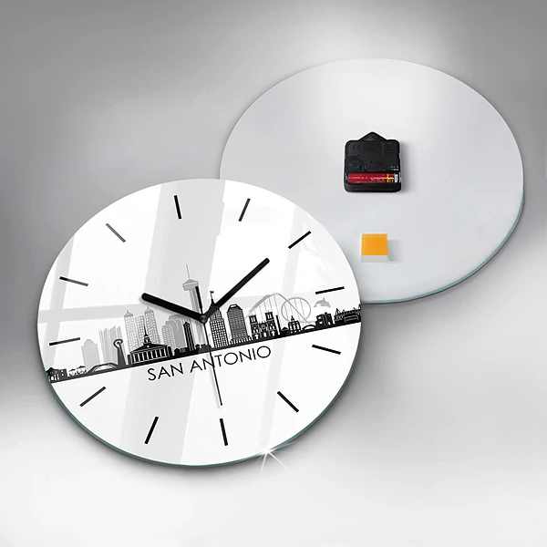 Wanduhr glas rund Stadt San Antonio Texas