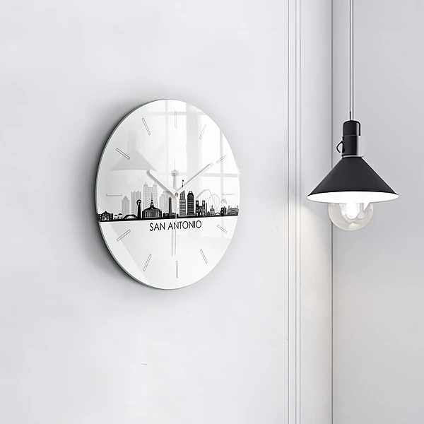 Wanduhr glas rund Stadt San Antonio Texas