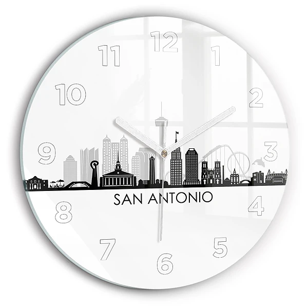 Wanduhr glas rund Stadt San Antonio Texas