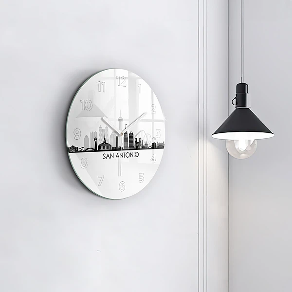 Wanduhr glas rund Stadt San Antonio Texas