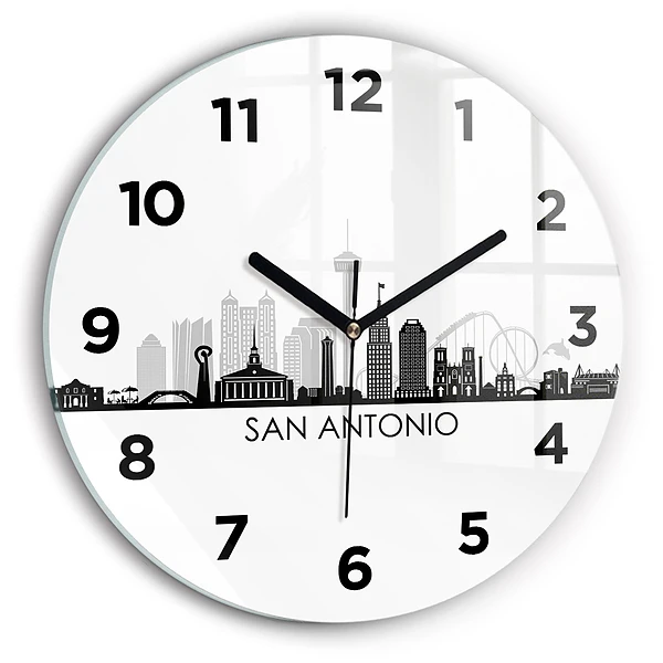 Wanduhr glas rund Stadt San Antonio Texas