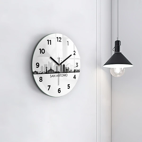Wanduhr glas rund Stadt San Antonio Texas