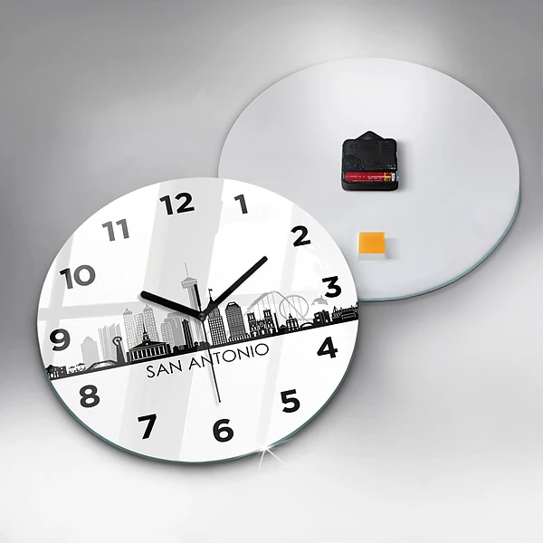 Wanduhr glas rund Stadt San Antonio Texas