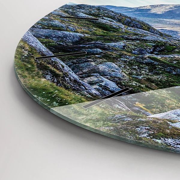 Wanduhr rund Felsige Landschaft